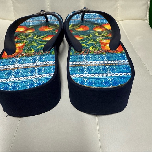 Brighton Breeze Flip Flops Wedge Size 10 Tropical Fruit Summer Beach Pool - Picture 5 of 7